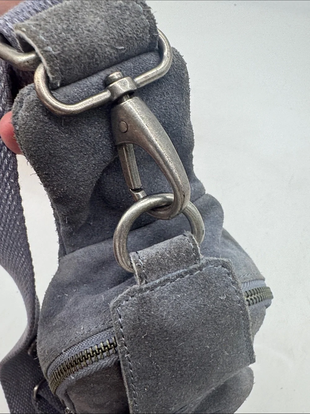 Free People Women's Gray Suede Crossbody Sling Bag - Casual Everyday Carry